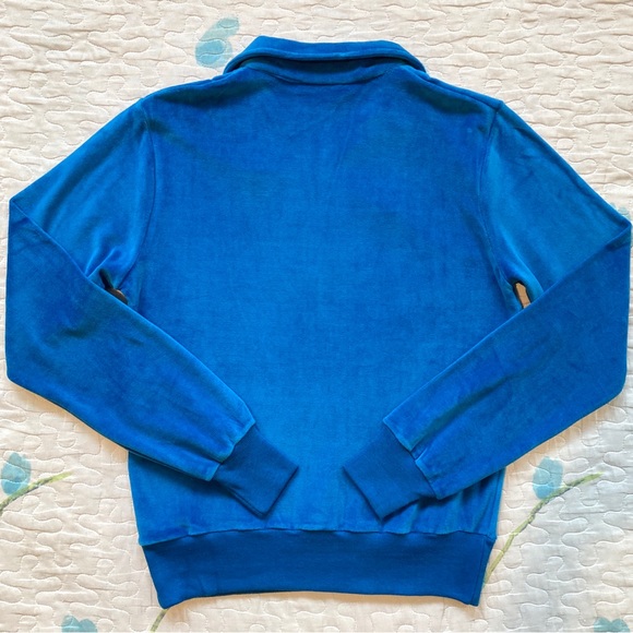 VTG 70s Blue Velour Collared Sweatshirt π₯ - Picture 2 of 4